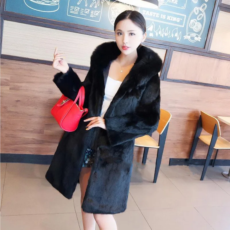 Женская шуба из натурального меха норки и длинная Шуба с длинными рукавами