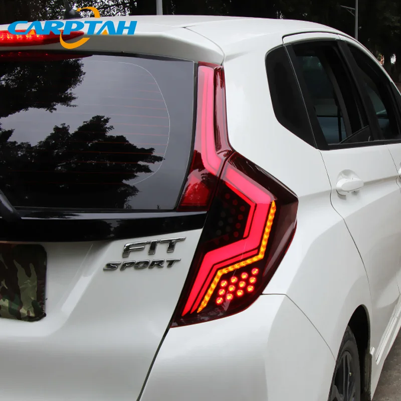 Автомобильный Стайлинг задний фонарь задние фонари для Honda JAZZ GK5 Fit- задний фонарь DRL+ Динамический сигнал поворота+ обратный+ тормозной светодиодный