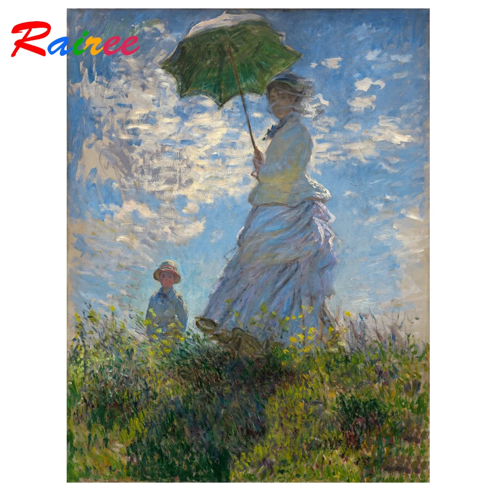 Картина Monet женщина с зонтом в набережном Парке алмазная 5D картина сделай сам