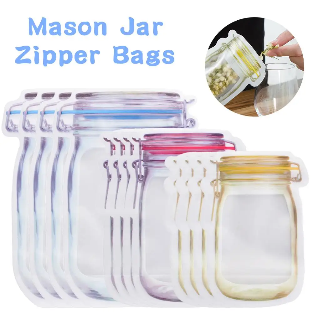 Мешки на молнии Mason 5 шт. многоразовые пакеты для хранения закусок герметичные еды