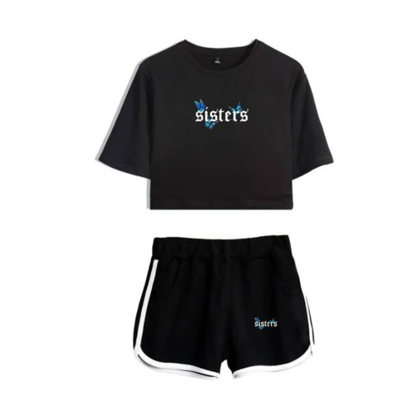 

Summer Track Suit Women 2 Piece Set James Charles Crop Top Shorts Two Piece Outfits Casual Ladies Tracksuit Sportwear Twopiece