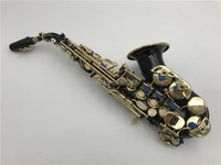 black carve pattern bb bend althorn soprano saxophone sax pearl white shell buttons wind instrument