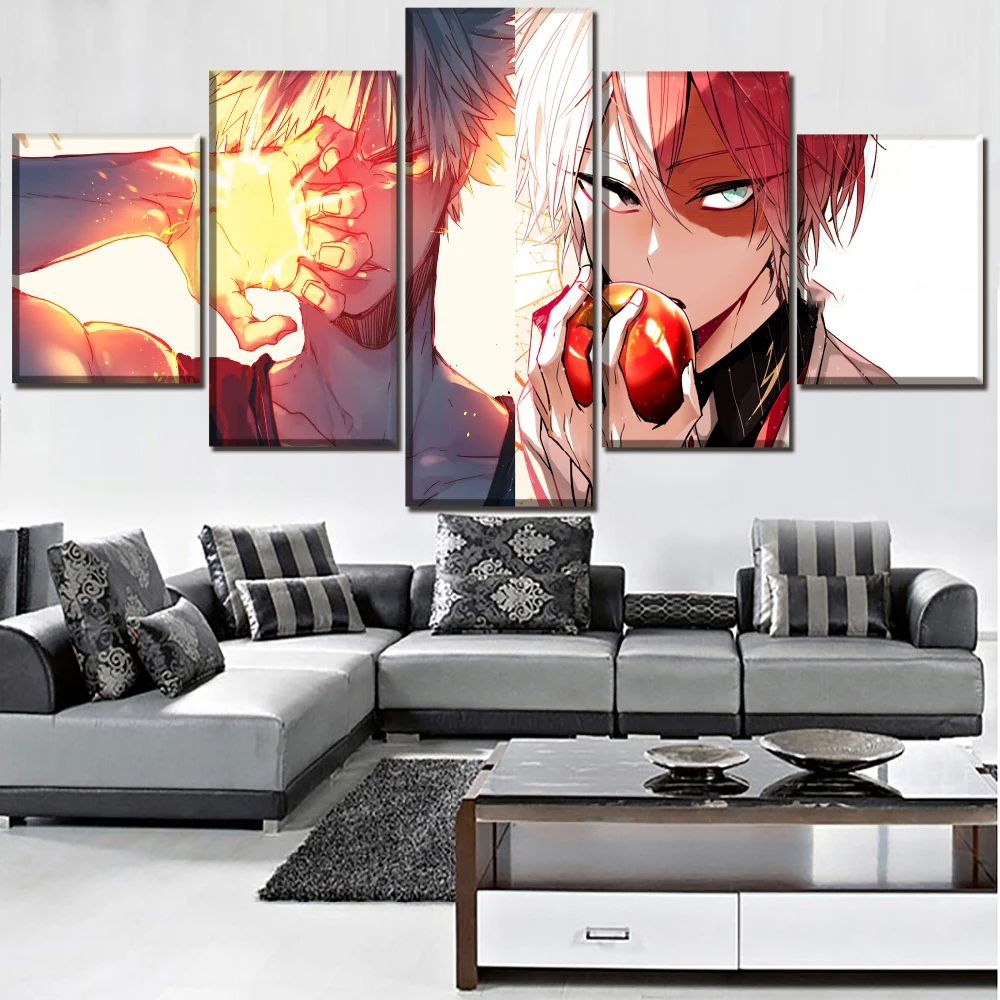 

Prints Pictures Home Wall Art Modular 5 Pieces My Hero Academia Animation HD Poster Painting On Canvas Living Room Decoration