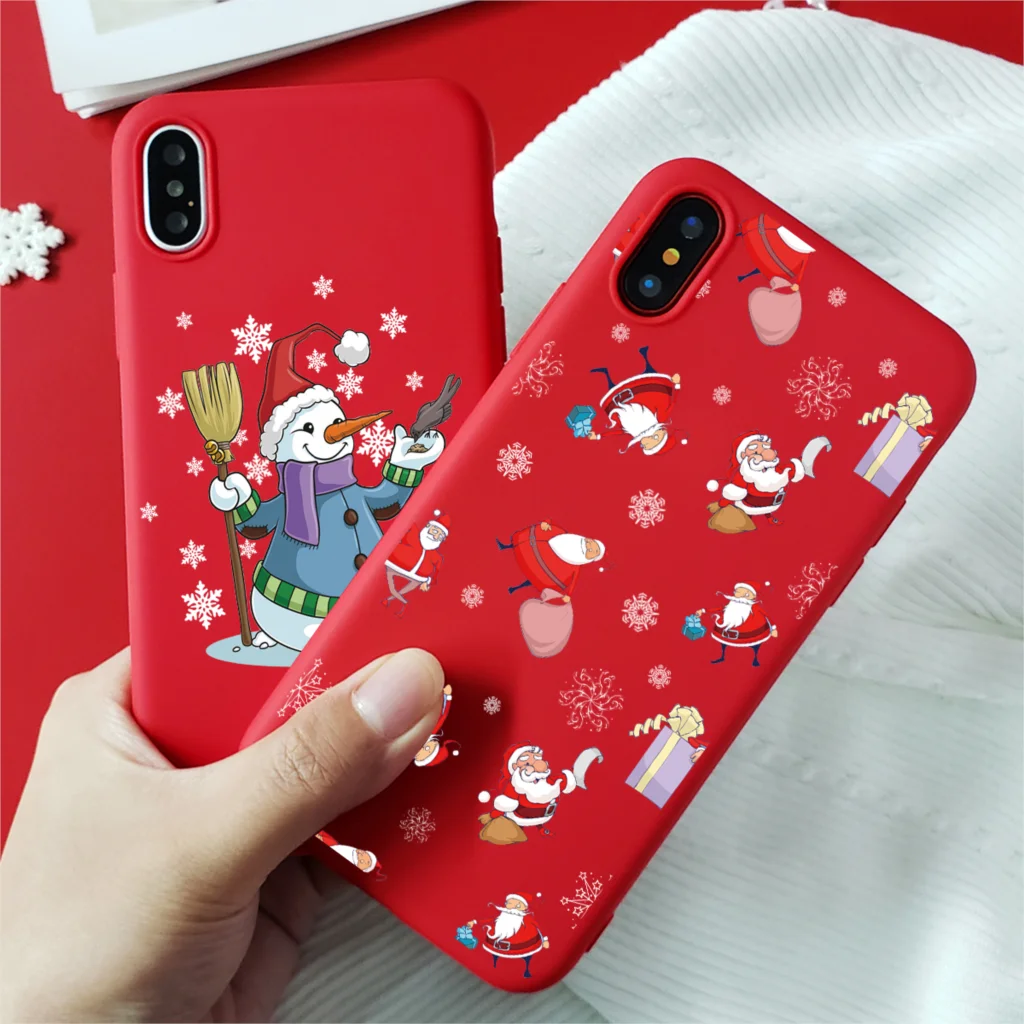 Merry Christmas, Матовые чехлы для телефонов, чехол для iPhone X, 7, 8 Plus, 6, 6 S, 5, 5S, SE, XS Max, XR, Мягкая силиконовая задняя крышка из ТПУ, новогодний чехол
