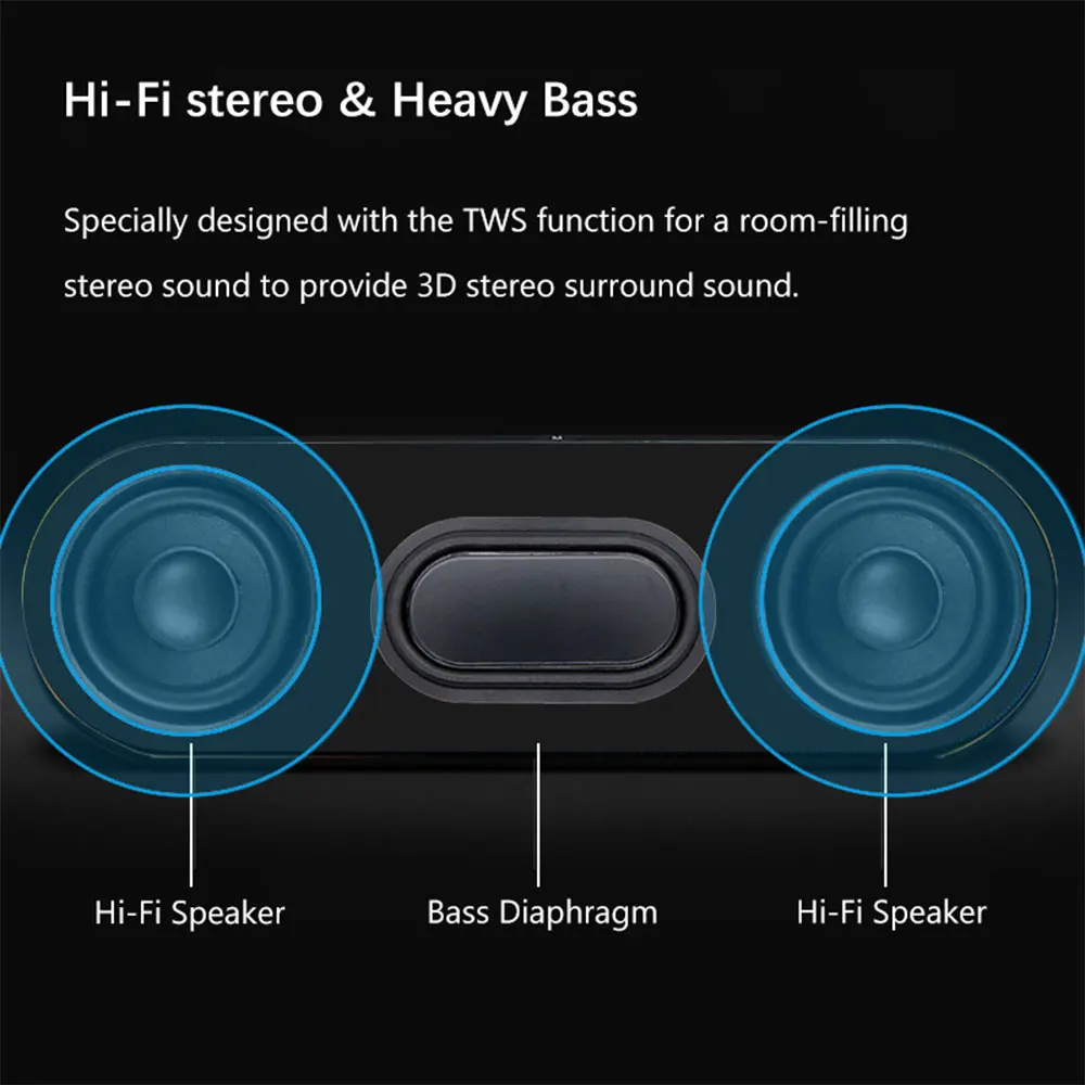 Портативный Bluetooth динамик с fm-радио светодиодный Бумбокс сабвуфер TF USB AUX объемный