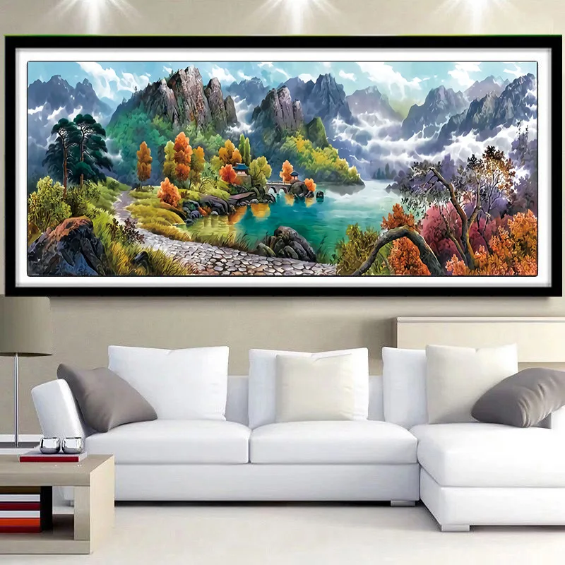 

234x95cm 9/11CT Landscape DIY Printed Cross Stitch Needlework Sets for Full Embroidery Kits Canvas Home Decor Painting