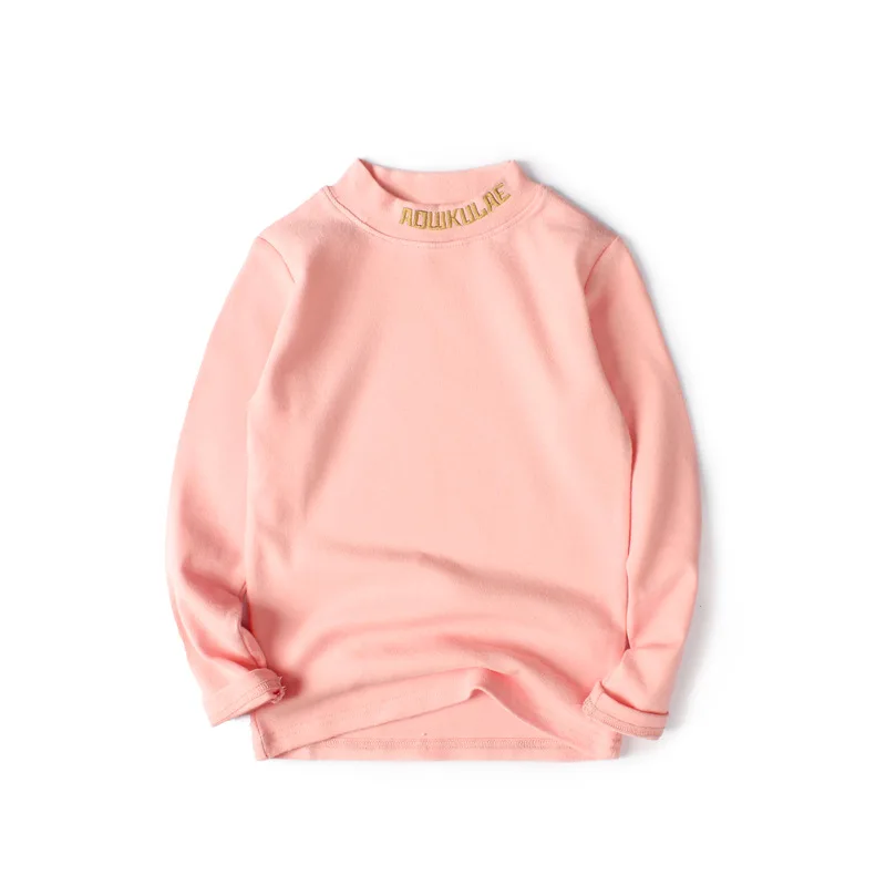 Pink GLO-STORY, новые модные детские однотонные топы с высоким воротником и длинными рукавами, теплое нижнее белье, футболки для девочек и мальчиков - Цвет: Pink