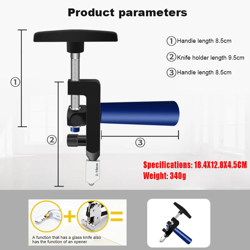 

Manual Tile Mirrors Cutter Multi-Functional Glass Cutter Set Ceramic Tile Opener Easy Glass Tile Cutter L9