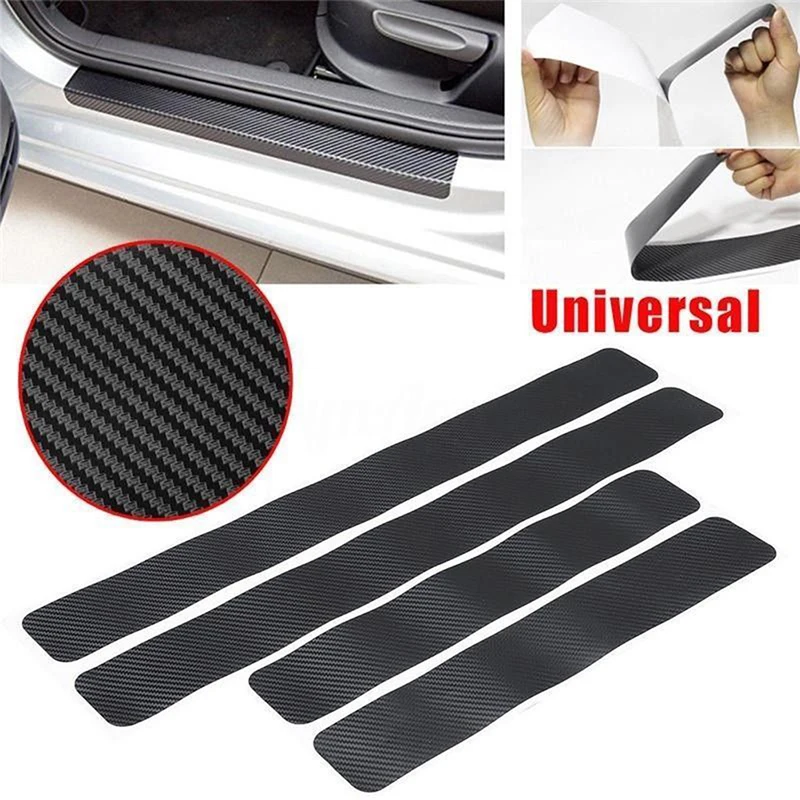 

4Pcs Waterproof Universal Sill Scuff Anti Scratch Carbon Fiber Sticker Car Protect Car Door Stickers
