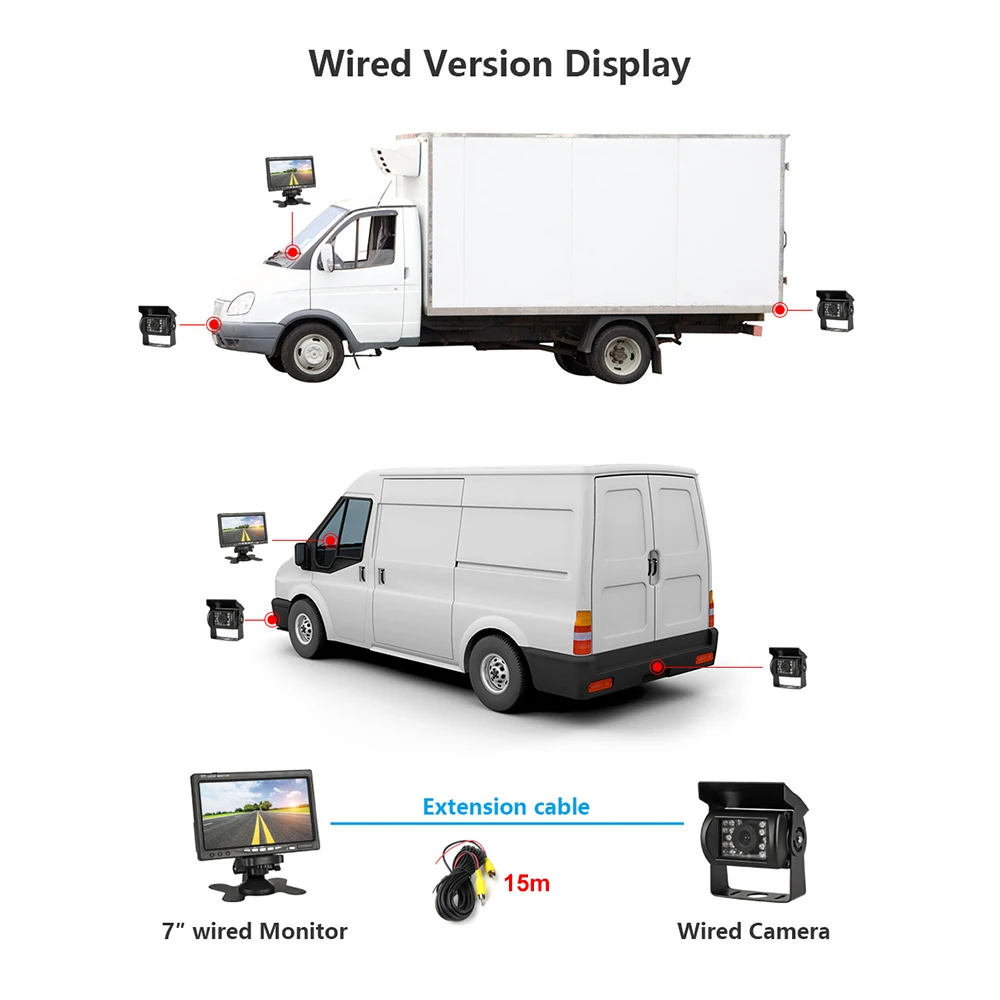 Проводной TFT ЖК-монитор QPLOVE 7 дюймов камера заднего вида с двумя треками монитор