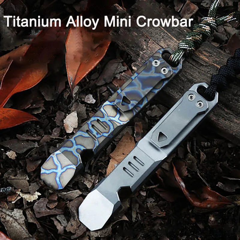 Mini Titanium Alloy Crowbar Multi-function Bottle Opener Portable EDC Tool Self-defense Tool