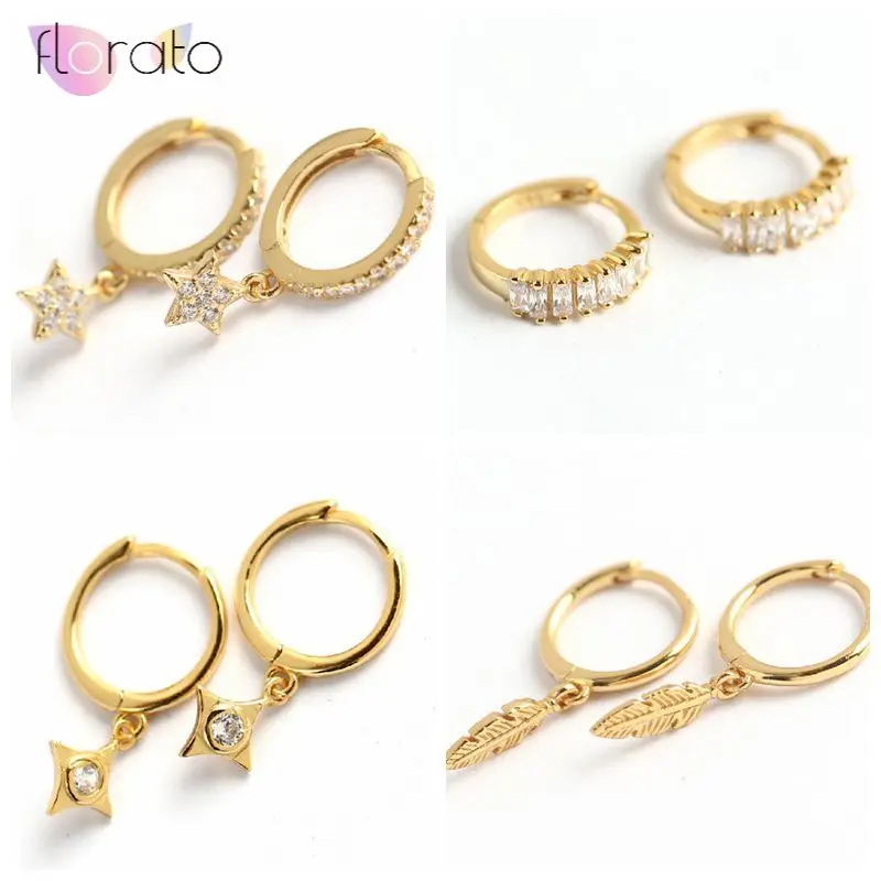 Женские серьги кольца из серебра 925 пробы с