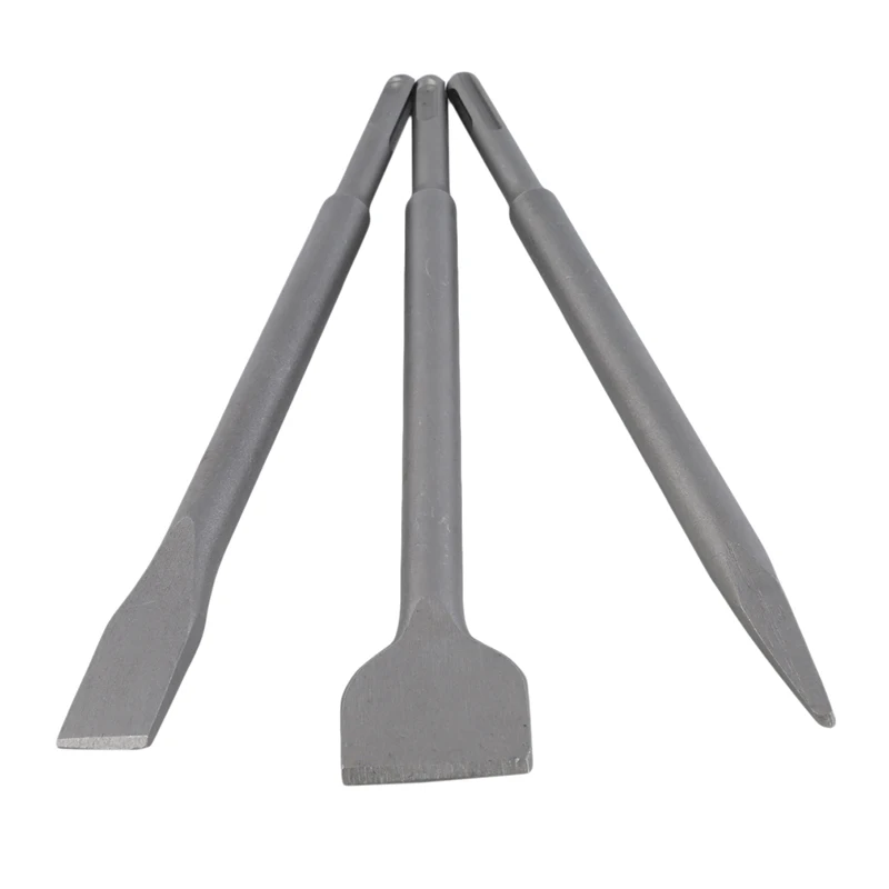 

3pcs/set Flat and Pointed Cold Chisel 25*2cm Electric Hammer Drill Bit For Woodworking Concrete Wall Rock Tools