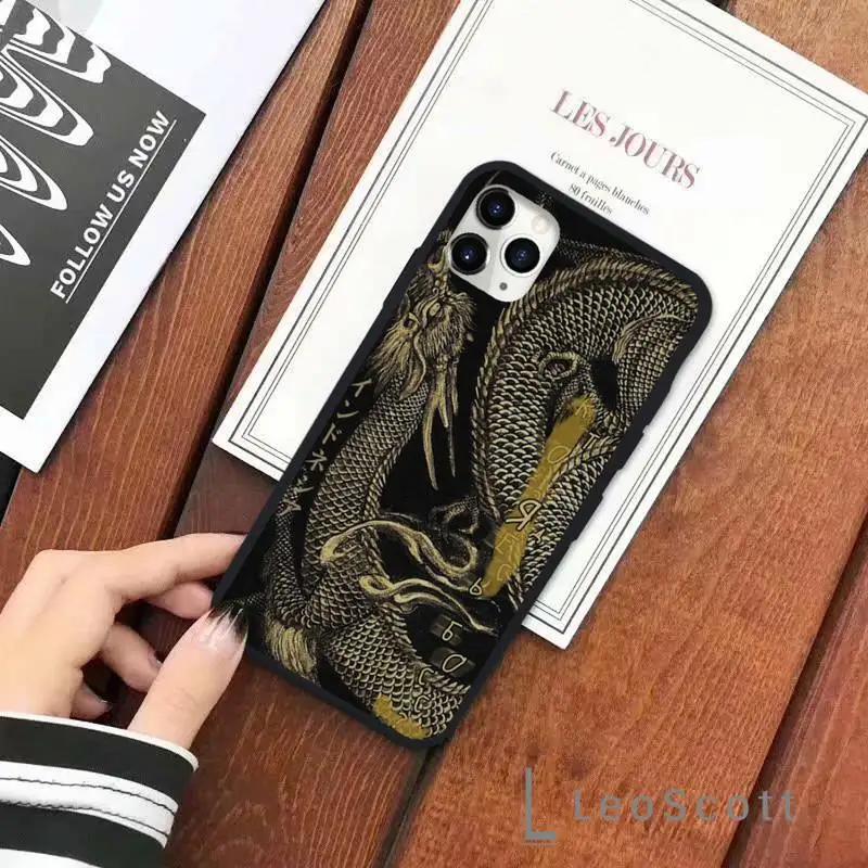 

Texture black dragon cool Phone Case for iPhone 11 12 pro XS MAX 8 7 6 6S Plus X 5S SE 2020 XR Soft silicone