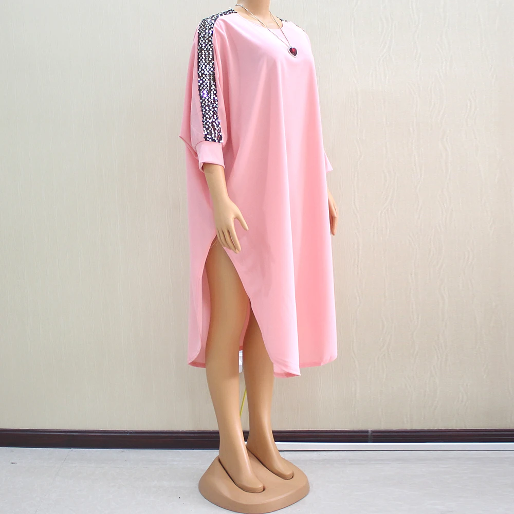 Женское платье в африканском стиле расшитое блестками богемное с рукавами