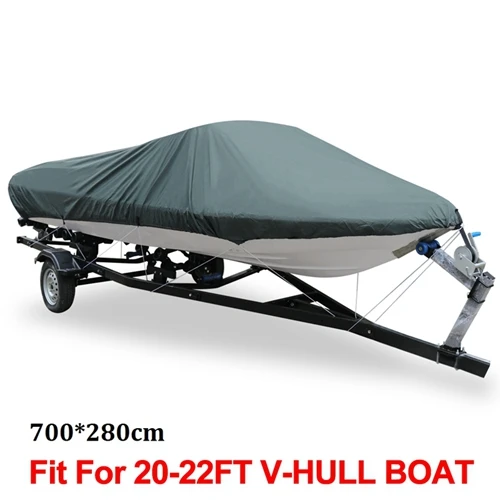 X AUTOHAUX 540/570/700x280/300 см 210D Trailerable чехол для лодки водонепроницаемый рыболовный лыжный бас скоростной катер v-образная синяя крышка для лодки - Цвет: Gray 20-22FT