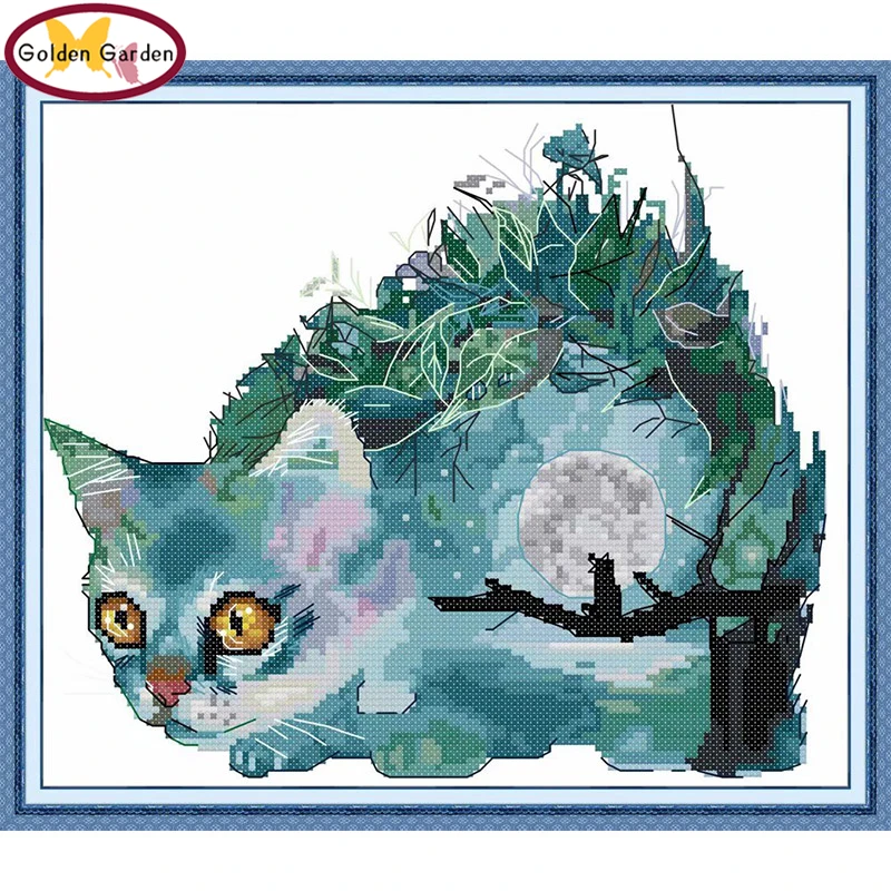 

GG Cat's world Stamped Cross Stitch Painting Embroidery Needlework Set Joy Sunday 14CT 11CT Counted Cross Stitch for Home Decor