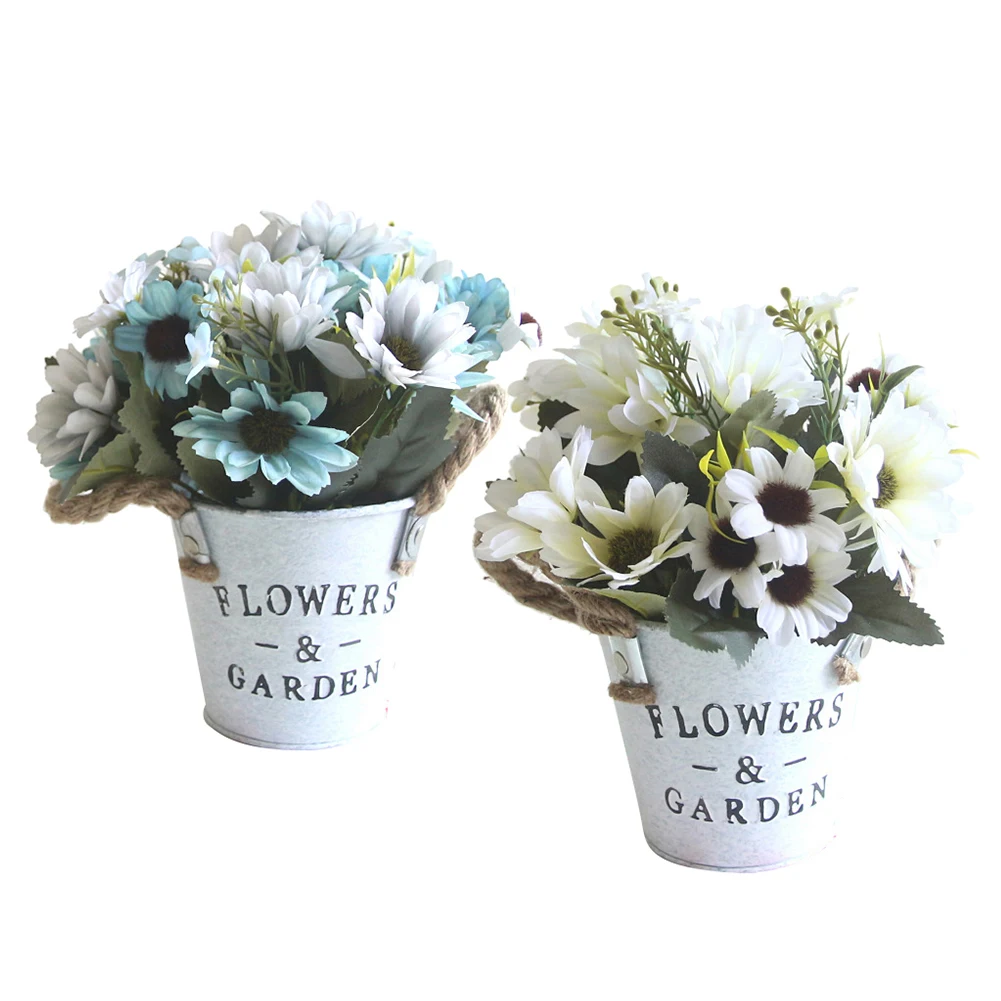 1Pc Potted Artificial Chrysanthemum Flower Bonsai Vivid Simulation Flowers Garden Wedding Party Home Decor (With Pot) | Дом и сад