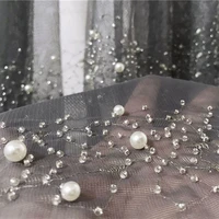 luxury french beads with diamond tulle curtains for living room bedroom balcony sheer curtain custom whitegray voile ag5354