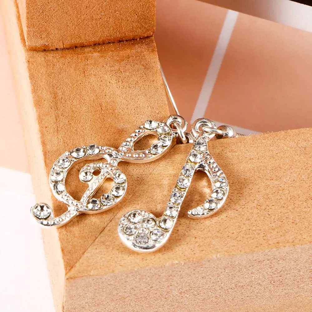 Серьги-капли с музыкальной нотой блестящие элегантные хрустальные висячие