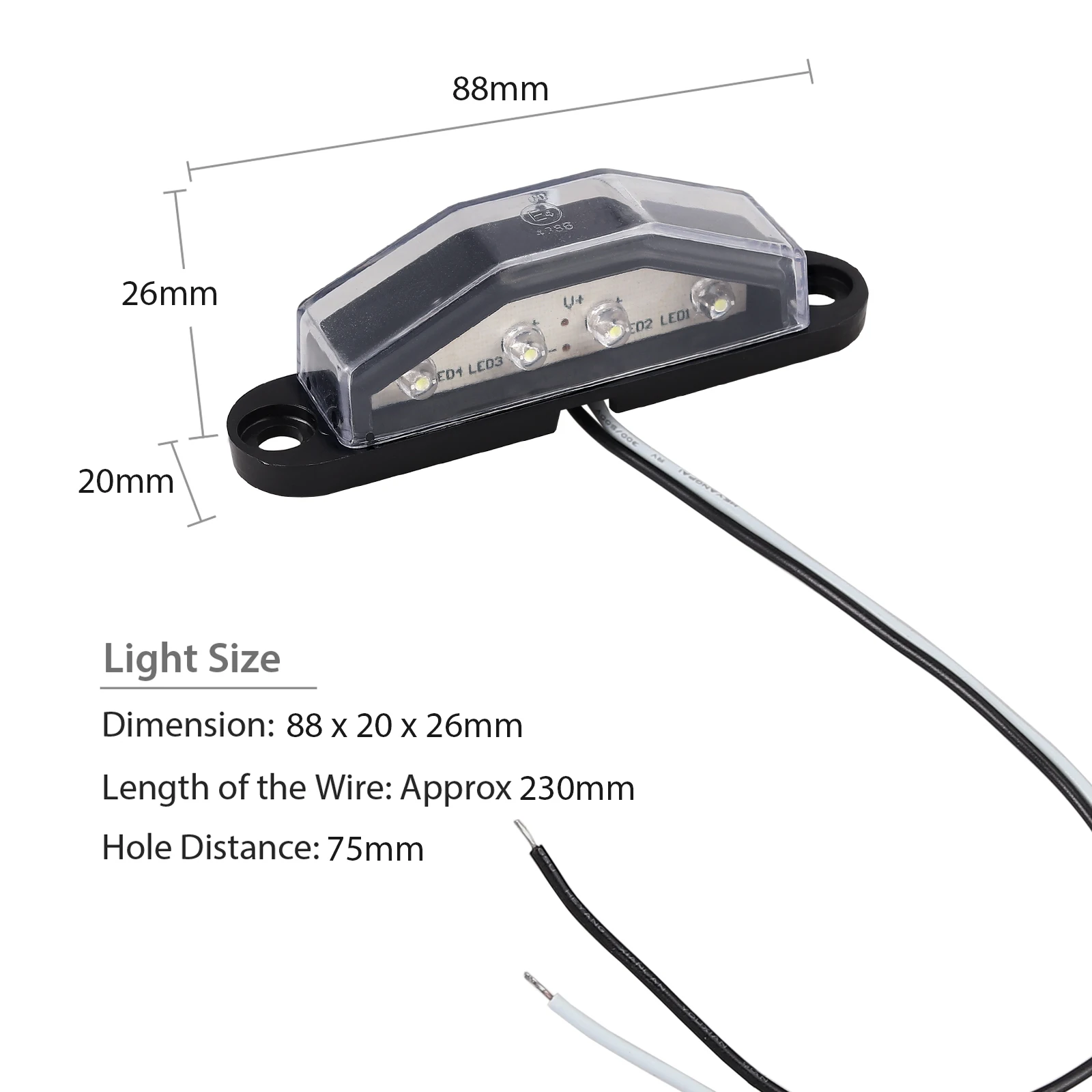 Авторозетка 2 шт. подсветка номерного знака s 4 светодиода 12 В 24 для автомобиля