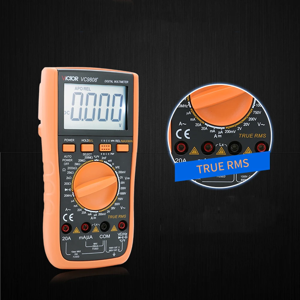 VICTOR VC9806 + VC9808 3 1/2 True RMS цифровой мультиметр 1000 в 20A DC вольтметр Амперметр AC