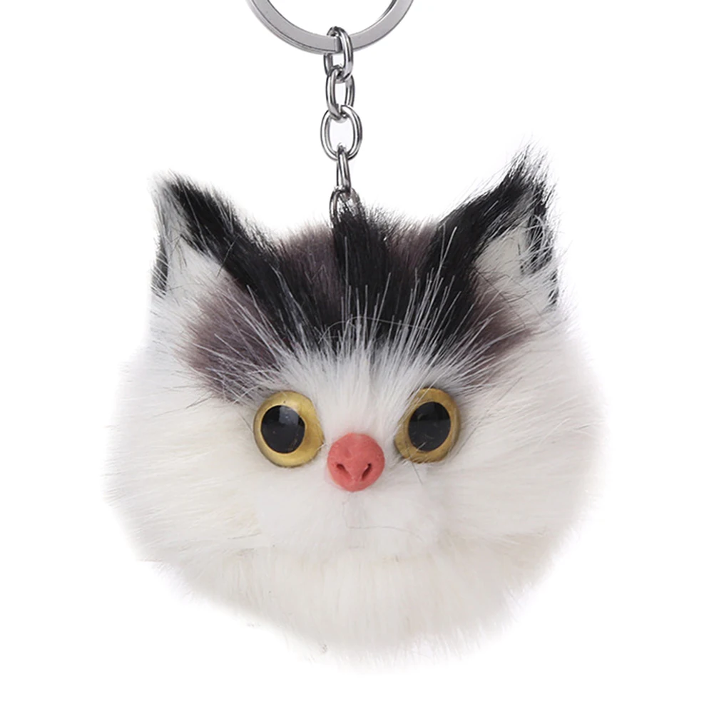 Милый пушистый шар для кошек женский брелок автомобильный держатель ключей
