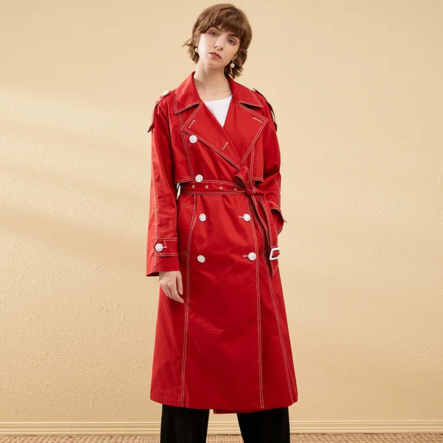 

Womens Long Trench Coat High Quality Windbreaker Classic Double Breasted Vintage Casual Overcoat Femme Autumn Winter Plus Size