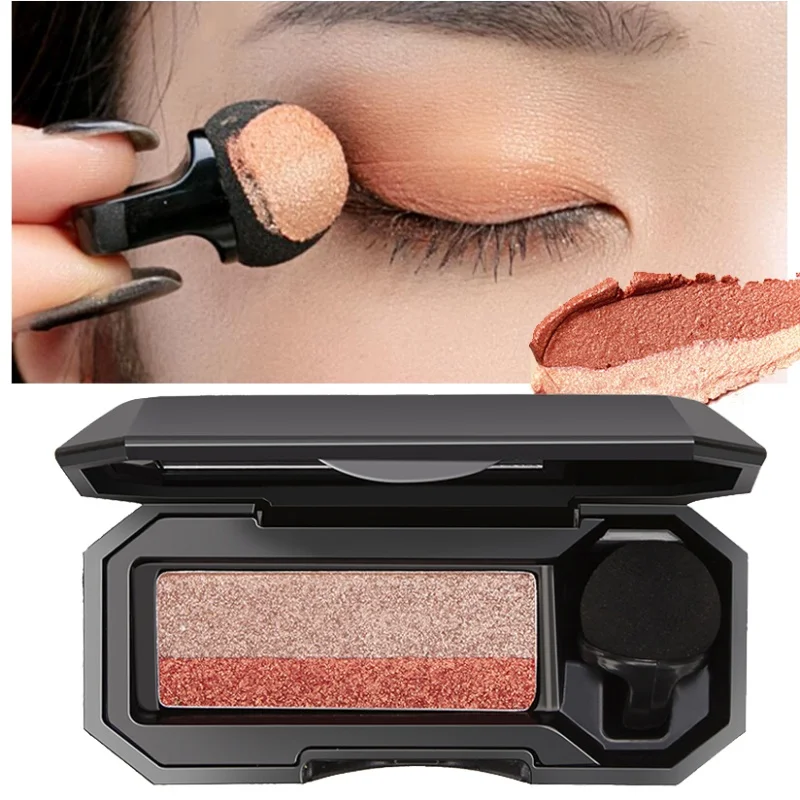 

Two-color Lazy Beginner Eyeshadow Peach Earth Color with Mirror Small Mushroom Head Eye shadow Brush Double Color Makeup Echos