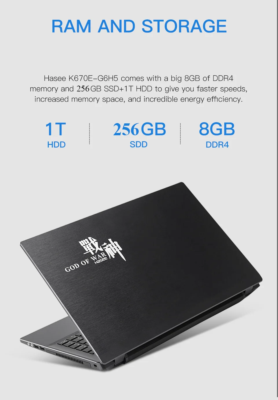Ноутбук hasee K670E-G6H5 для игр(Intel 9Gen i5-9400+ GTX1050 4GGDDR5/8G ram/256G SSD+ 1 THDD/DOS/15,6 ''IPS) для настольных ПК