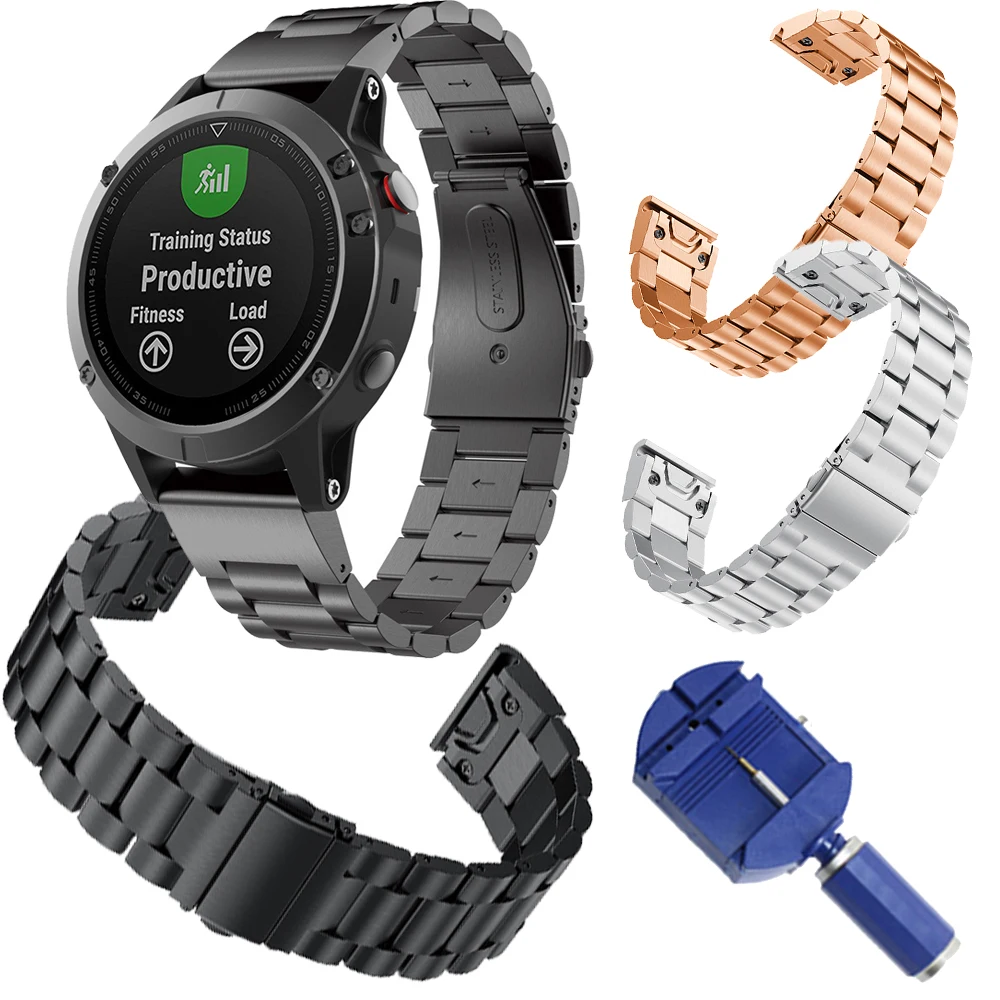Браслет из нержавеющей стали для смарт часов Garmin Fenix 5 5X plus 6X 6 6S pro 3 HR