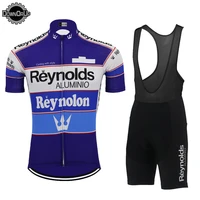 reynolds classic blue mens short sleeved cycling jersey set breathable and quick drying ciclismo mountain bike sportswear