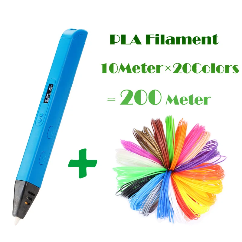 Blue Add 200 Meters Lihuachen RP800A 3D печать Ручка для детей 3D Рисование ручка живопись Intellectua игрушка применимый ABS/PLA нити материал - Цвет: Blue Add 200 Meters