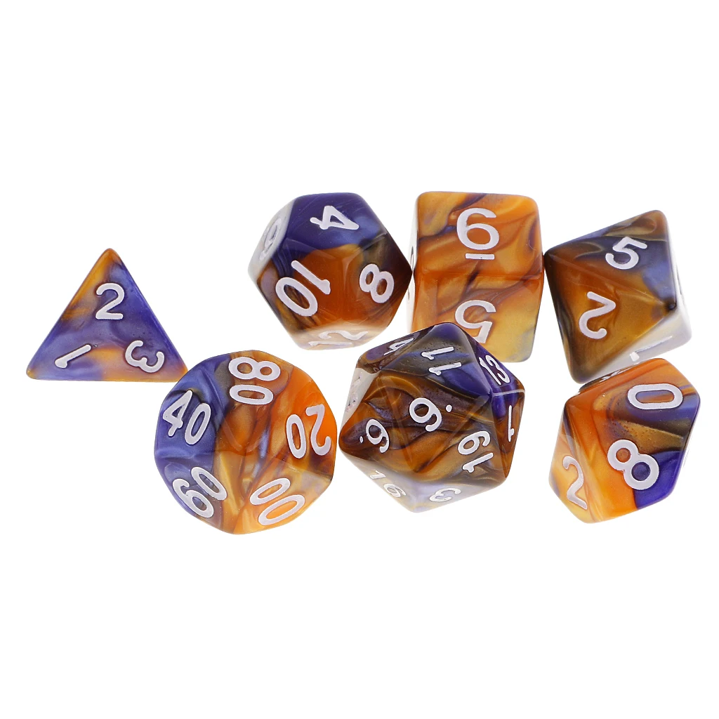 Набор из 7 многогранных кубиков D20 D12 D10 D8 D6 D4 для DND ролевые игры настольные