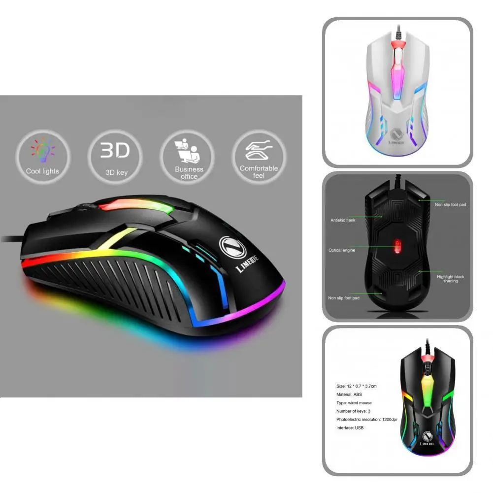 3 Keys  Professional Cool Glowing Game Mouse Lightweight USB Mouse Luminous   for Laptop