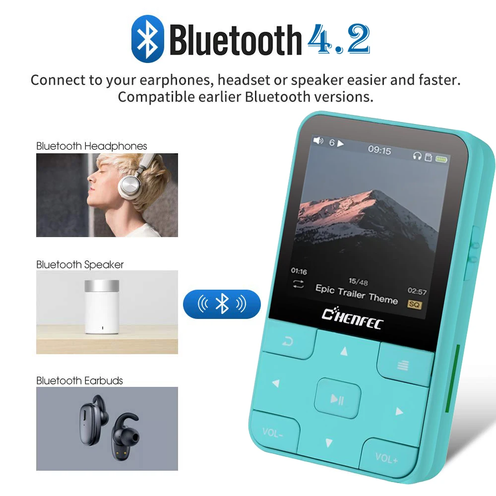 2021 New Mini Original Clip Bluetooth MP3 Player HIFI Lossless Music Player with Recorder, FM Radio Support TF Card+Free Armband