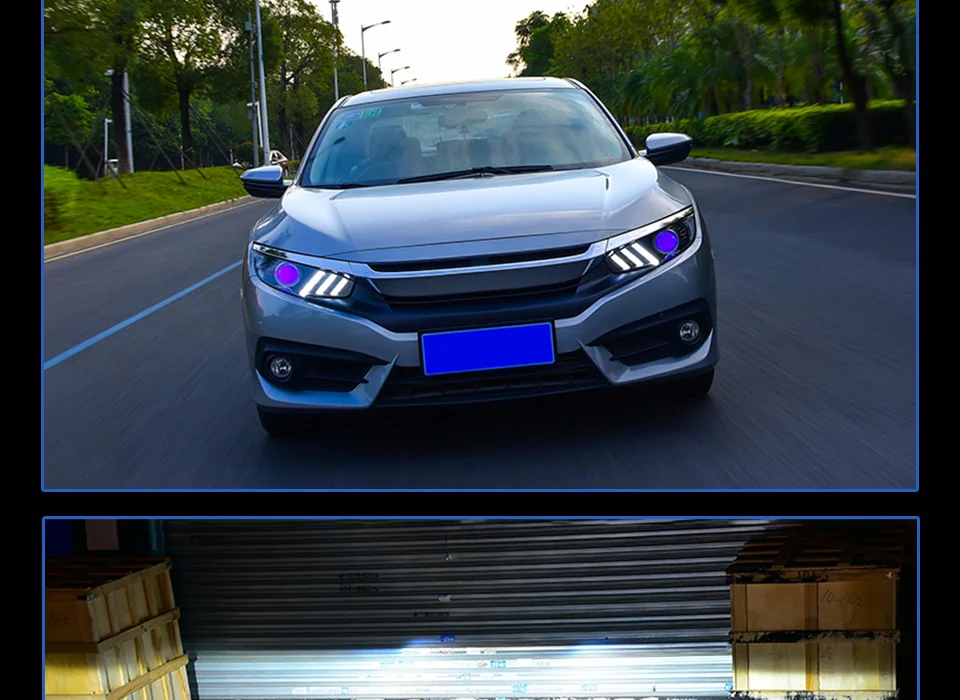 Фары для автомобиля Honda CIVIC X G10- DRL дневные ходовые огни головная лампа светодиодный Биксеноновая лампа Противотуманные фары, аксессуары для автомобиля