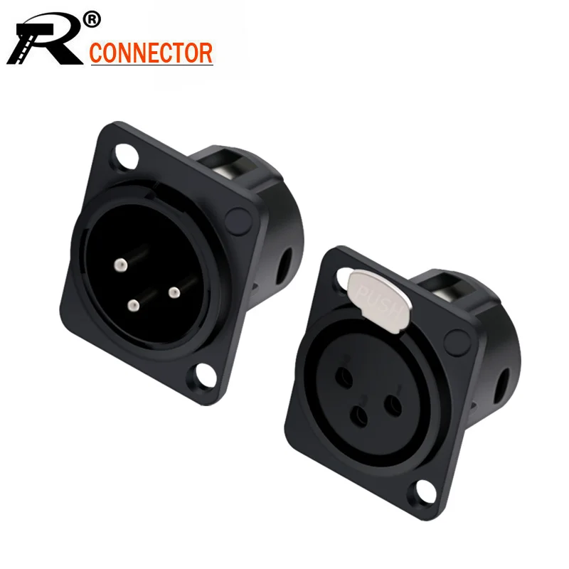 10 шт./лот 3 контактный панельный разъем XLR папа/мама металлический корпус