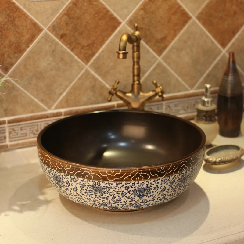 

Jingdezhen Conventional Blue And White Antique Artistic Countertop Wash Basin