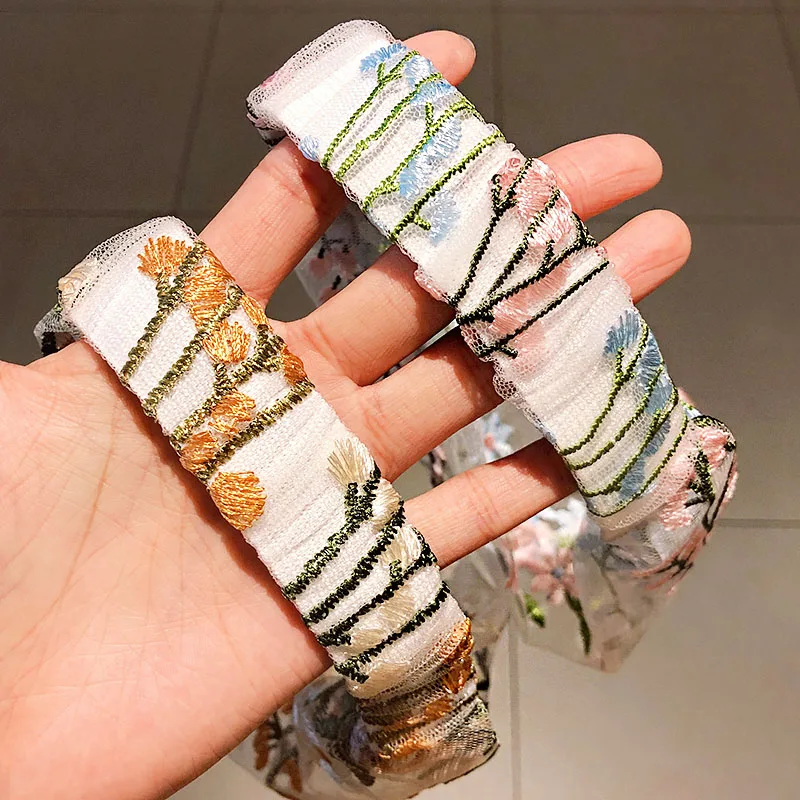 Женская шифоновая повязка на голову с цветочной вышивкой 2020| |