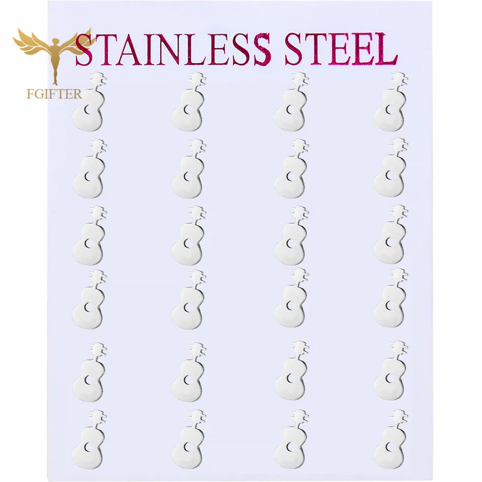 

Hot Rock Earrings Cool Guitar Design Stud Earrings Party Music Women Men Silver Stainless Steel Jewelry Accessories Wholesale