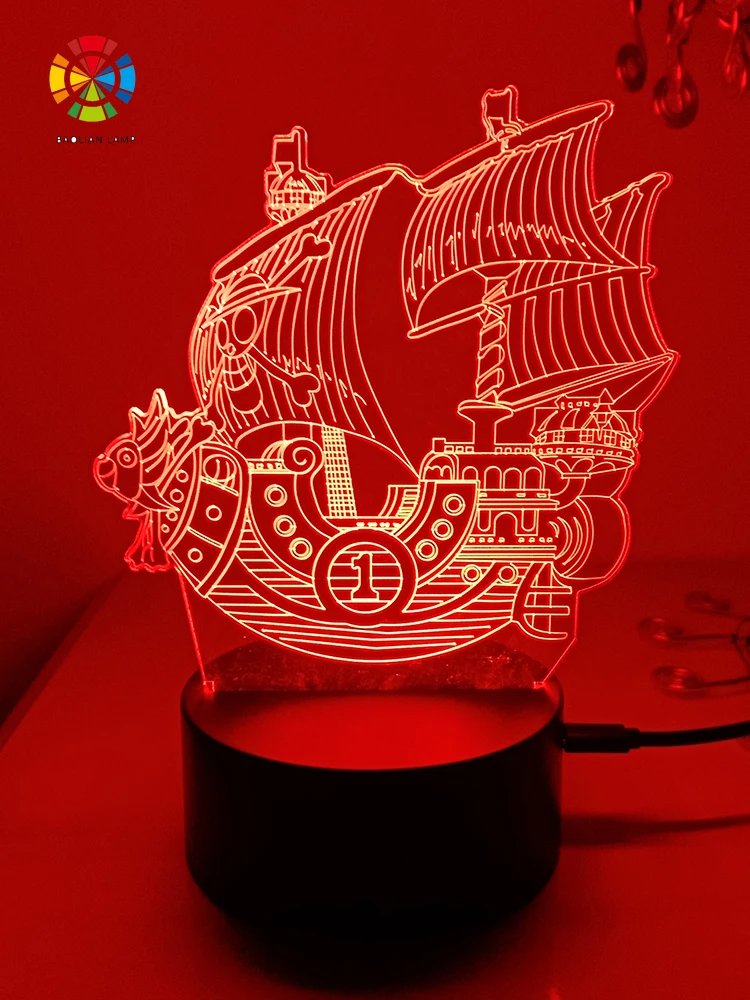 One piece Pirate Ship 3d led lamp for bedroom manga night lights anime figure room decor lampara de noche dormitorio luces | Лампы и