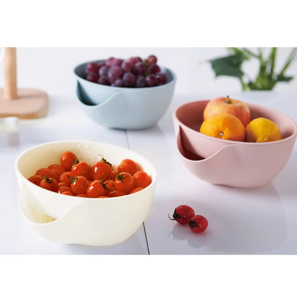 Многофункциональная пластиковая корзина для слива двухслойная мытья фруктов