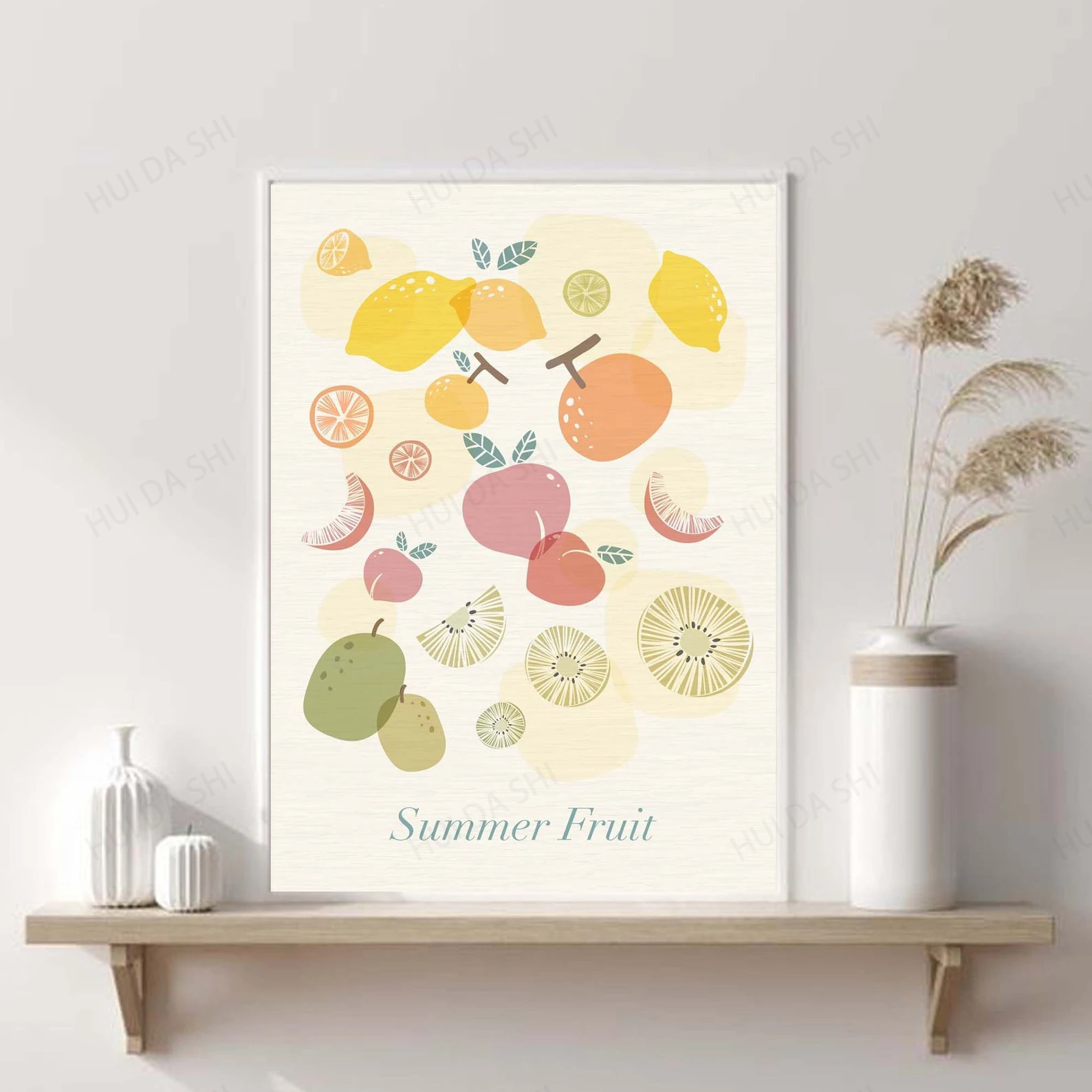 Летняя печать фруктов Постер фруктового рынка фруктовая искусство фруктовых