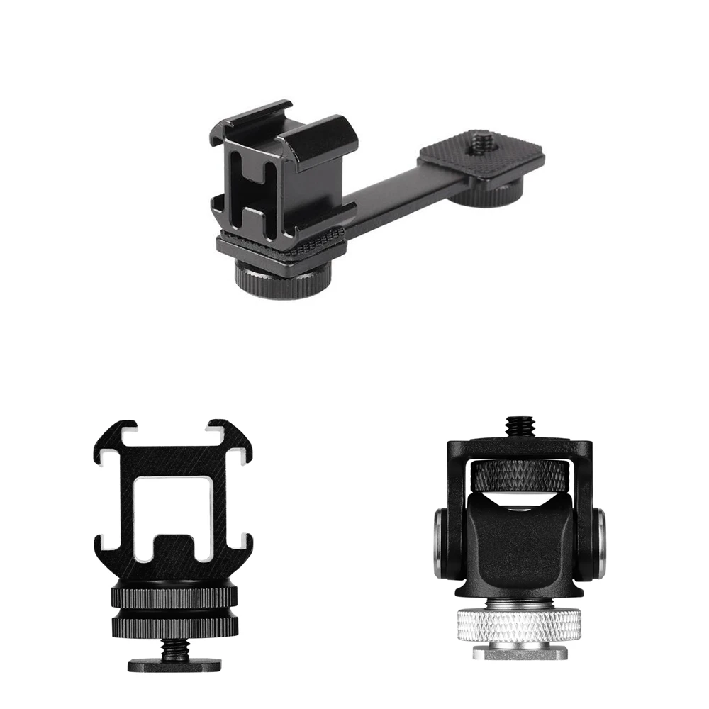 3 in 1Triple Cold Shoe Mount Plate Microphone Stand LED Video Light Extend Bracket for Zhiyun Smooth 4 Feiyu Vimble 2 Dji osm2