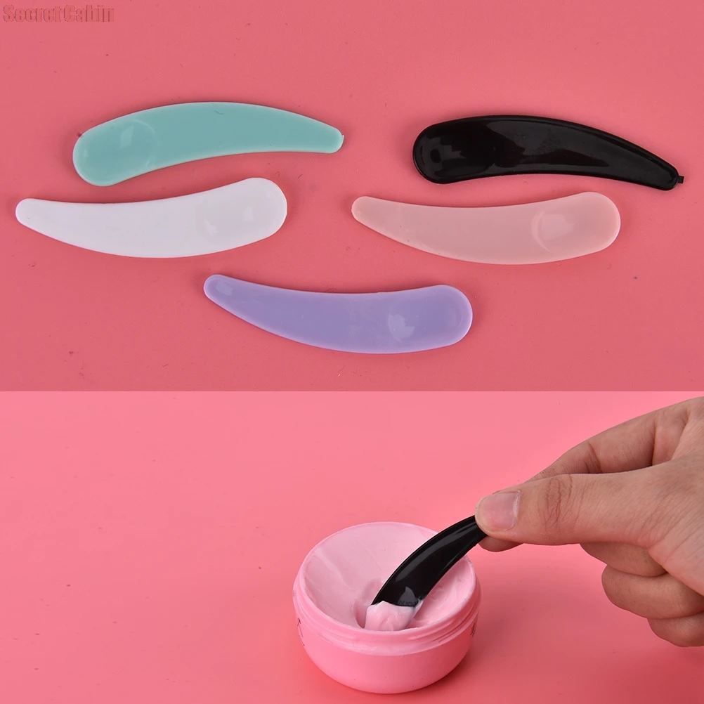 

10Pcs/Lot Mini Cosmetic Spatula Disposable Curved Scoop Makeup Mask Cream Spoon for Makeup Tool Accessories Mixed Color