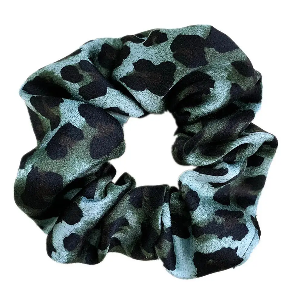 Leopard Green Атласные/бархатные резинки для волос, женские эластичные резинки для волос, головные уборы для девушек, яркий цвет, Шелковый конский хвост, держатель, аксессуары для волос - Цвет: Leopard Green