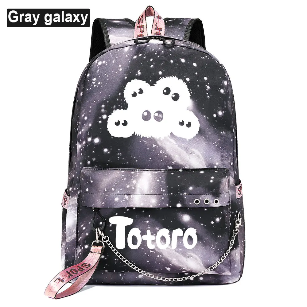 

New Anime Totoro Prints Boys Girls Kids School Book Bags Women USB Chain Backpack Canvas Men Laptop Bagpack Packsack Bookbag