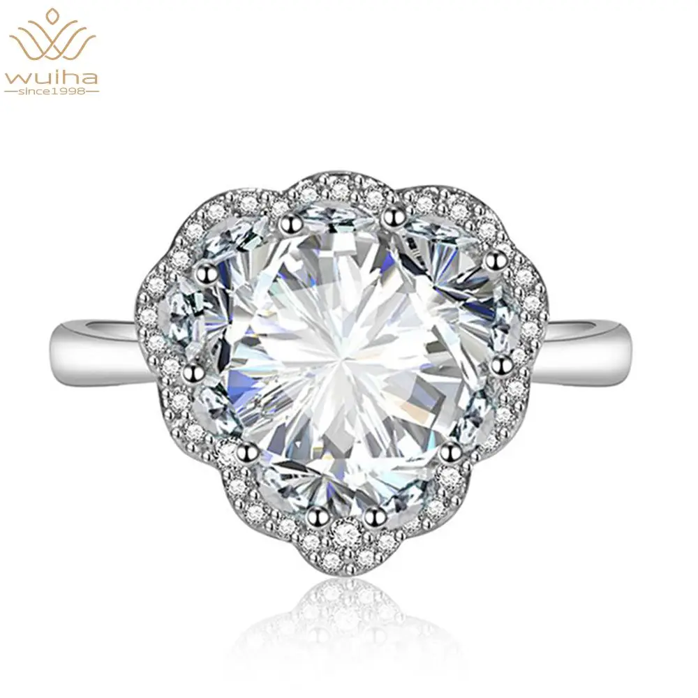 

WUIHA Vintage Bohemia 100% 925 Sterling Silver Heart High Carbon Diamond Emerald Amethyst Citrine Red Gemstone Ring Fine Jewelry