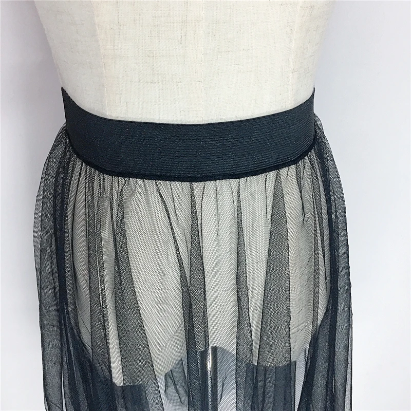 Женская прозрачная сетчатая юбка черная Однослойная Прозрачная Юбка с